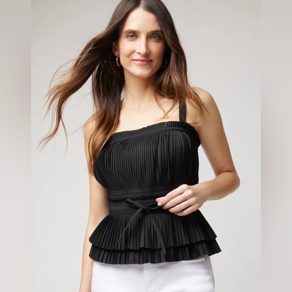White House Black Market Black Pleated bustier top in black size small